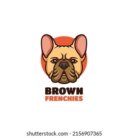 Brown Frenchie Hund Creative Cartoon Mascot Logo Head