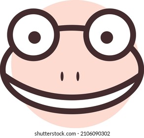 Brown frog head, illustration, vector on a white background.