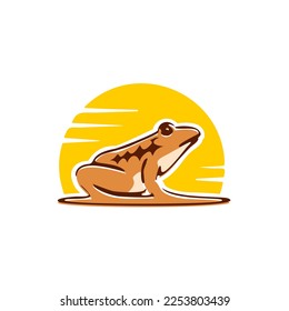rana marrón en el vector de fondo de puesta de sol