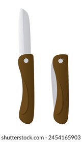 Cuchillo de fruta marrón. Ilustración vectorial