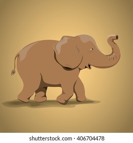 Brown full body Elephant. Cool Illustration Vector