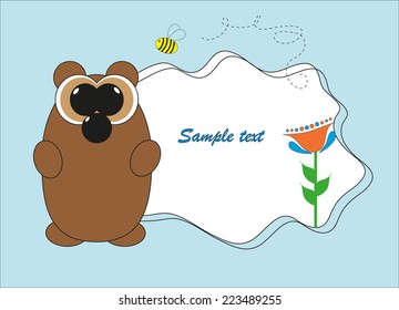 Brown funny bear. Vector.