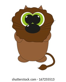 Brown funny lion. Vector.