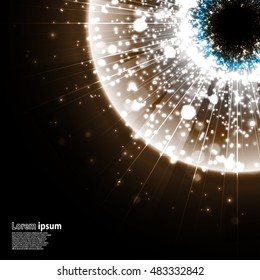 Brown galaxy explosion on black background. Vector Illustration