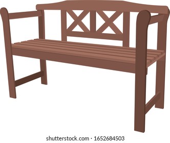 The Brown Garden Bench Vector Illustration. The Bench Vector Drawing Isolated On White Backround