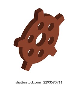 Brown gear with cogs isometric icon 3d vector illustration