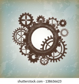 Brown gear over vintage background vector illustration