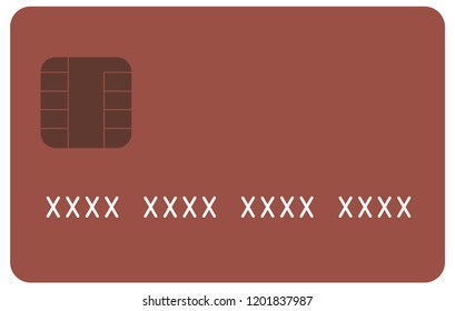 Brown generic credit card icon with fake number