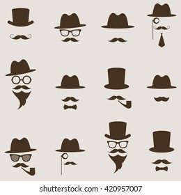 Brown Gentleman Portrait Icon Set Stock Vector (Royalty Free) 420957007 ...