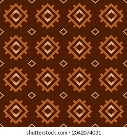 Brown geometic rectangle ethnic staly seamless pattern