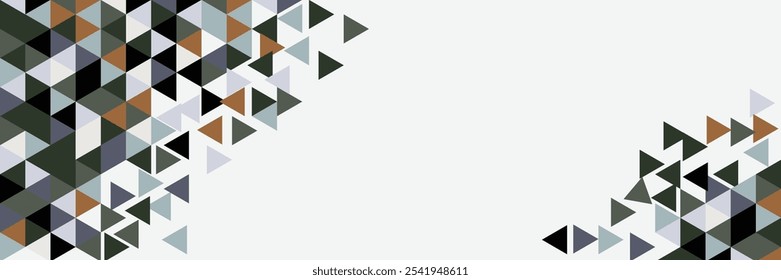Brown geometric abstract background. Wide banner with geometric brown color.