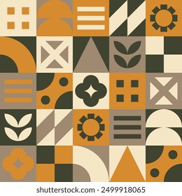 Brown geometric collage artwork design vector