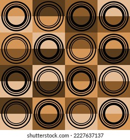 
Brown geometric design with circles and squares