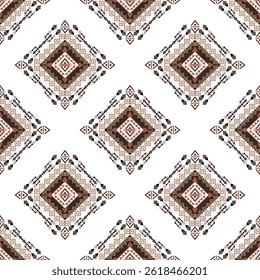 Brown geometric ethnic seamless pattern. Aztec, boho, and Indian motifs. Vector texture. Design for textiles, wallpaper, curtains, and rugs.