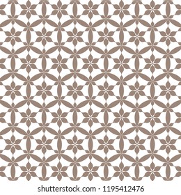 Brown geometric on white background. Flowers and circles pattern.