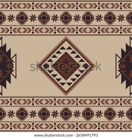 Brown geometric pattern, Aztec tribal fabric pattern, pillowcase, blanket pattern, rug