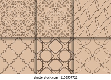 Brown geometric patterns. Collection of Seamless Textures