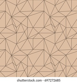 Brown geometric seamless background. Abstract pattern with polygonal lines