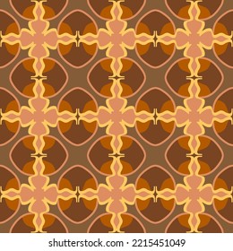 Brown Geometric Seamless Pattern with Tribal Shape. Pattern designed in Ikat, Aztec, Moroccan, Thai, Luxury Arabic Style. Ideal for Fabric Garment, Ceramics, Wallpaper. Vector Illustration.