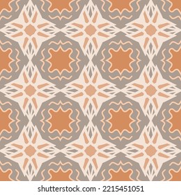Brown Geometric Seamless Pattern with Tribal Shape. Pattern designed in Ikat, Aztec, Moroccan, Thai, Luxury Arabic Style. Ideal for Fabric Garment, Ceramics, Wallpaper. Vector Illustration.