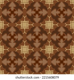 Brown Geometric Seamless Pattern with Tribal Shape. Pattern designed in Ikat, Aztec, Moroccan, Thai, Luxury Arabic Style. Ideal for Fabric Garment, Ceramics, Wallpaper. Vector Drawing pattern.
