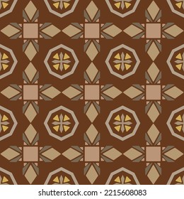 Brown Geometric Seamless Pattern with Tribal Shape. Pattern designed in Ikat, Aztec, Moroccan, Thai, Luxury Arabic Style. Ideal for Fabric Garment, Ceramics, Wallpaper. Vector Drawing pattern.