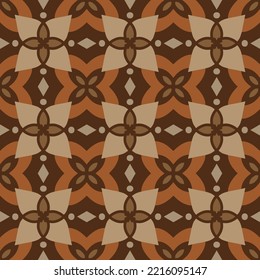 Brown Geometric Seamless Pattern with Tribal Shape. Pattern designed in Ikat, Aztec, Moroccan, Thai, Luxury Arabic Style. Ideal for Fabric Garment, Ceramics, Wallpaper. Vector Illustration.