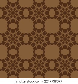 Brown Geometric Seamless Pattern with Tribal Shape. Pattern designed in Ikat, Aztec, Moroccan, Thai, Luxury Arabic Style. Ideal for Fabric Garment, Ceramics, Wallpaper. Vector Illustration.