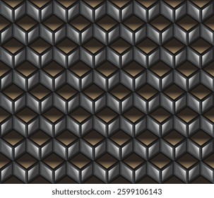 Brown geometrical cubes seamless pattern