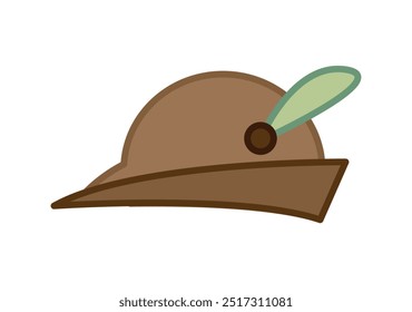 Brown German cap with green feather