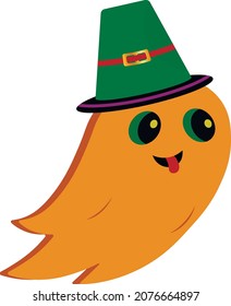 brown ghost with green buckle hat