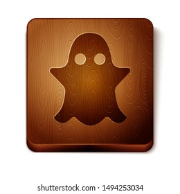 Brown Ghost icon isolated on white background. Wooden square button. Vector Illustration Brown Ghost icon isolated on white background. Wooden square button. Vector Illustration