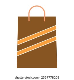 Brown gift bag with orange stripes Vector