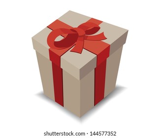 brown gift box with red ribbon and bow