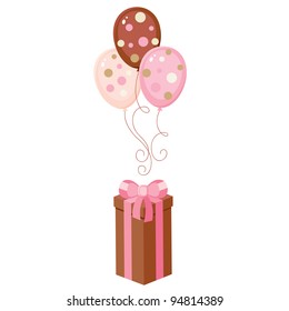 Brown giftbox with balloons