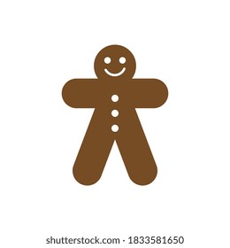 Brown Gingerbread cookie man isolated on white background