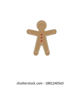
Brown gingerbread man vector illustration icon isolated on white background. Christmas candy cookie and snack.