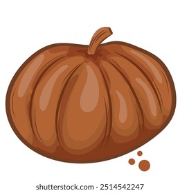 brown gingerbread template in the shape of a perfectly round pumpkin with a tail, for a variety of Halloween designs	