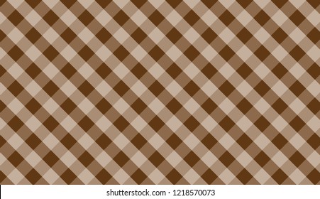 Brown gingham tablecloth background.EPS-10.Vector Illustration