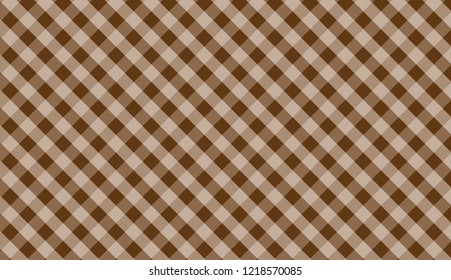 Brown gingham tablecloth background.EPS-10.Vector Illustration