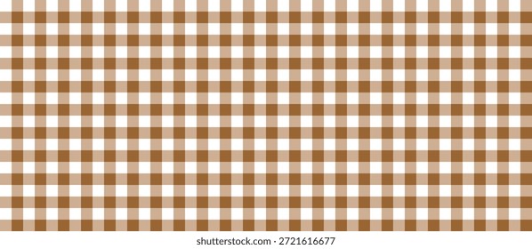 Brown gingham or vichy pattern. Autumn textile chequered print for tablecloth, picnic blanket, basket napkin, shirt or handkerchief. Cotton, linen or flannel design. Vector flat illustration.