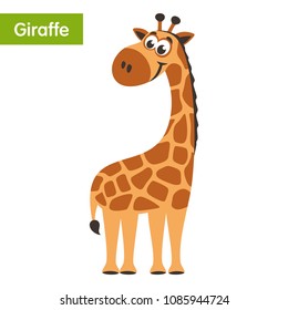 Brown Giraffe. Cartoon character on a white background. Vector illustration.