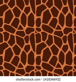 Brown Giraffe skin seamless pattern. Vector animal giraffe texture background. Brown safari zoo jungle print for textile design, for covers of notebooks and other