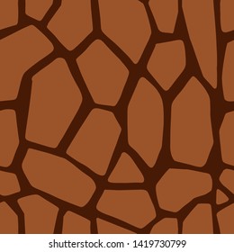 Brown Giraffe skin seamless pattern. Vector animal giraffe texture background. Brown safari zoo jungle print for textile design, for covers of notebooks and other