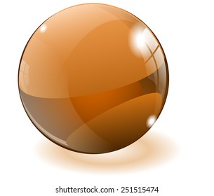 Brown glass ball - realistic vector 