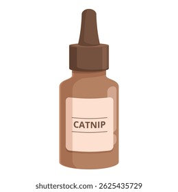 Brown glass dropper bottle containing catnip extract, used as a natural stimulant for cats