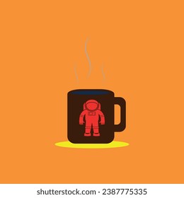 The brown glass in front of the background and the red astronaut pattern in front of it