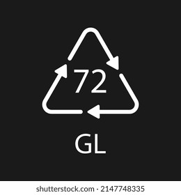 Brown Glass recycling code 72 GL. Vector illustration