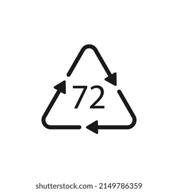 Brown Glass recycling code 72 GL. Vector illustration