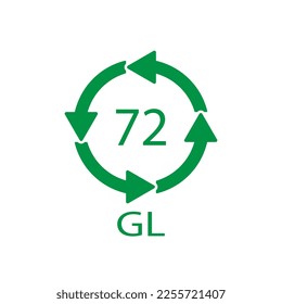 Brown Glass recycling code 72 GL. Vector illustration